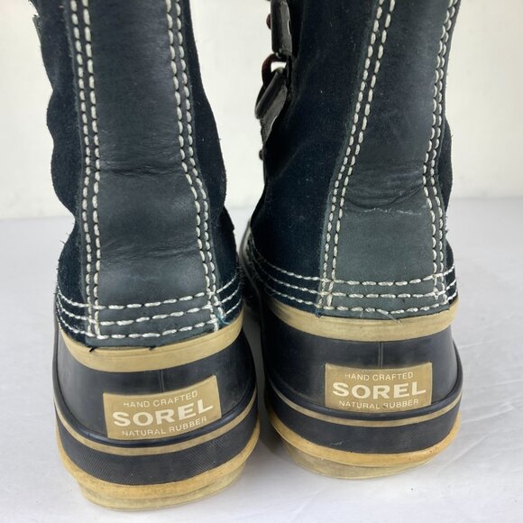 Sorel Joan Arctic Womens Sz 7 Black Suede Leather Tall Winter Snow Boots - Picture 10 of 14